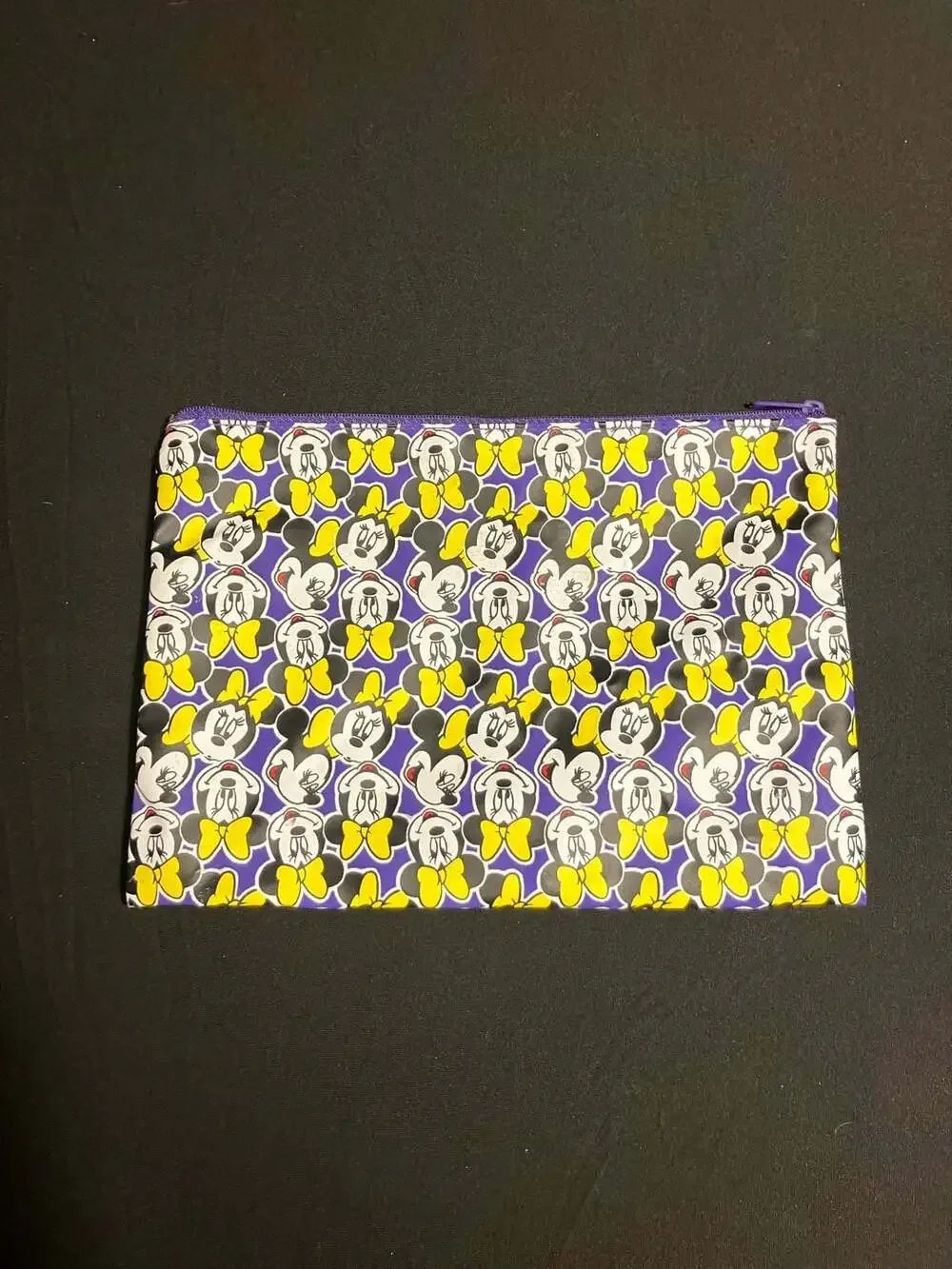 Vintage Mickey Unlimited Minnie Mouse Pattern Zippered Pouch Cosmetic Bag